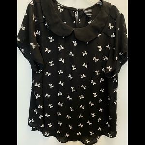 BOW PRINT GEORGETTE BLOUSE